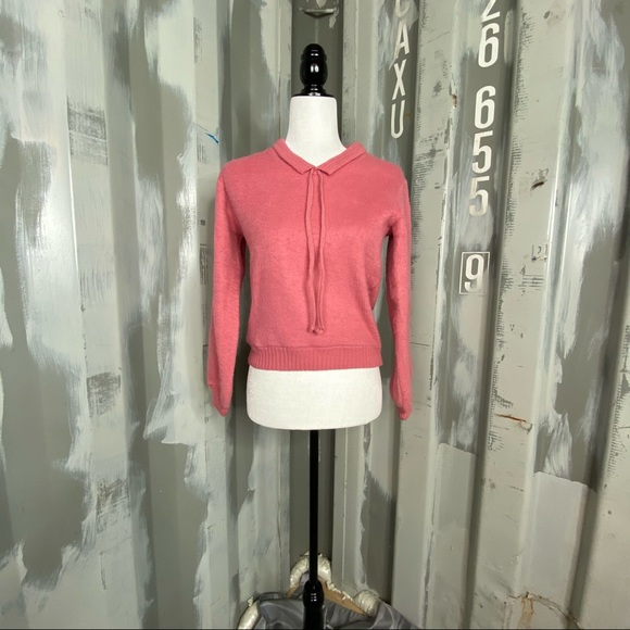 Vintage Wool Bright Pink Ribbon Tie Sweater S - Picture 4 of 10
